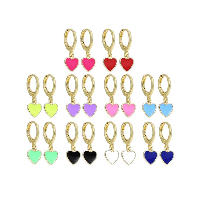 Mini Enamel Heart Earrings