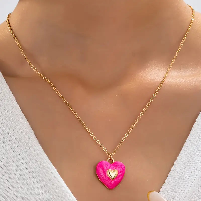 Hot Pink Heart Necklace